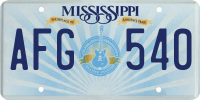 MS license plate AFG540