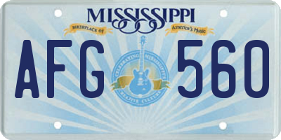 MS license plate AFG560
