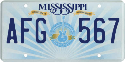 MS license plate AFG567
