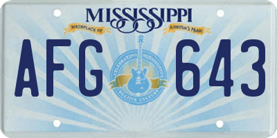 MS license plate AFG643