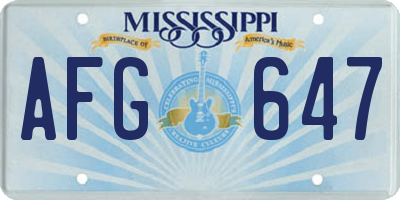 MS license plate AFG647