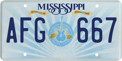 MS license plate AFG667