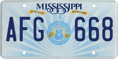 MS license plate AFG668
