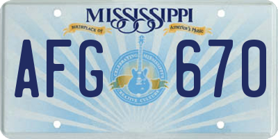 MS license plate AFG670