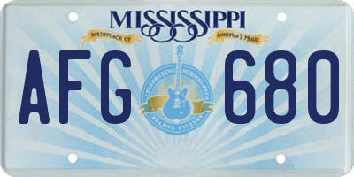 MS license plate AFG680