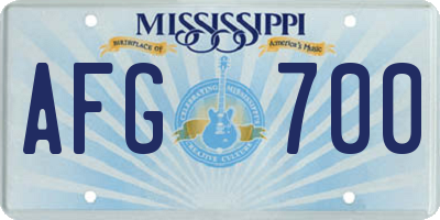 MS license plate AFG700