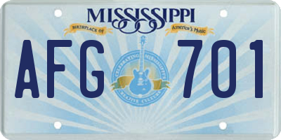 MS license plate AFG701