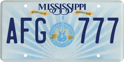 MS license plate AFG777