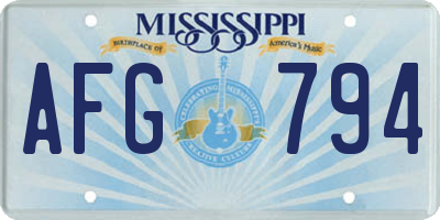 MS license plate AFG794