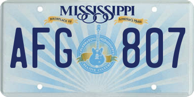 MS license plate AFG807
