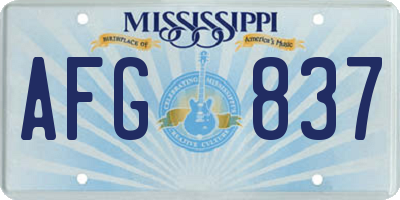 MS license plate AFG837