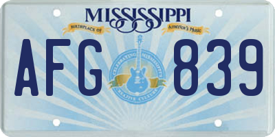 MS license plate AFG839