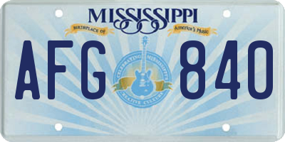 MS license plate AFG840