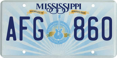 MS license plate AFG860