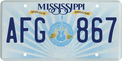 MS license plate AFG867