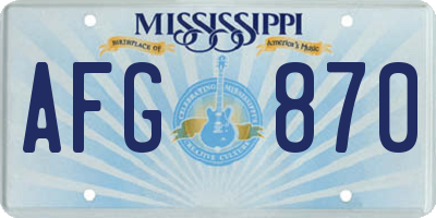 MS license plate AFG870