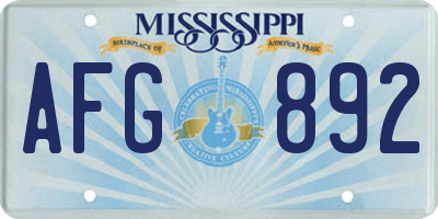 MS license plate AFG892