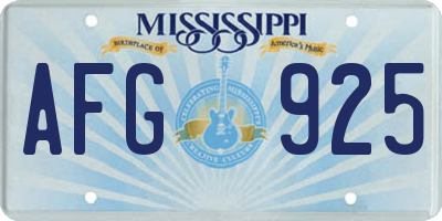 MS license plate AFG925