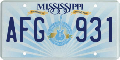 MS license plate AFG931