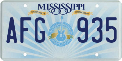MS license plate AFG935