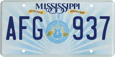 MS license plate AFG937
