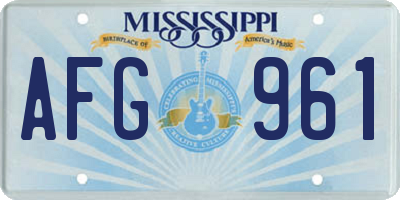MS license plate AFG961