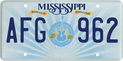 MS license plate AFG962