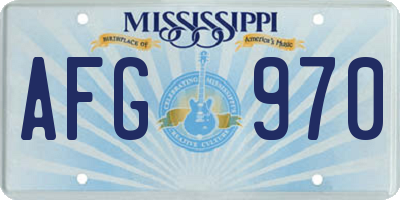 MS license plate AFG970