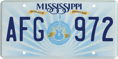 MS license plate AFG972