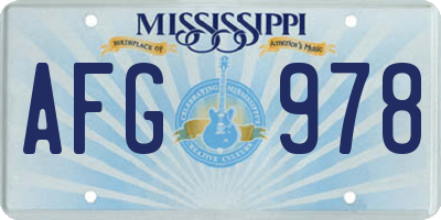 MS license plate AFG978