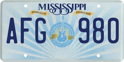 MS license plate AFG980