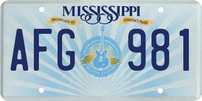 MS license plate AFG981
