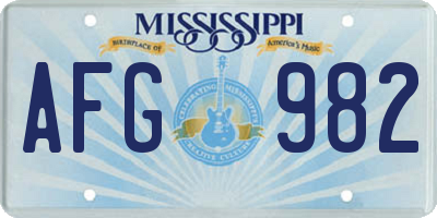 MS license plate AFG982