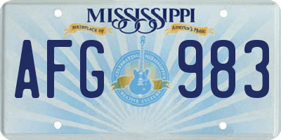 MS license plate AFG983