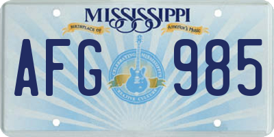 MS license plate AFG985