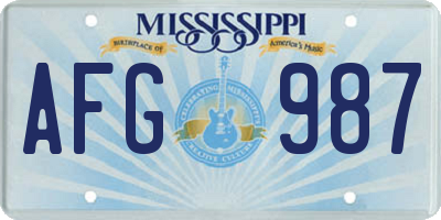 MS license plate AFG987