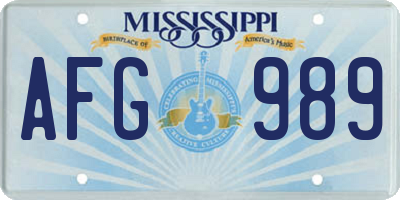 MS license plate AFG989