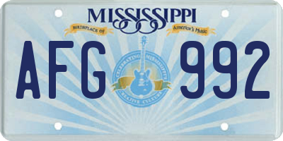 MS license plate AFG992
