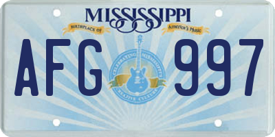 MS license plate AFG997