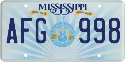 MS license plate AFG998