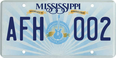 MS license plate AFH002