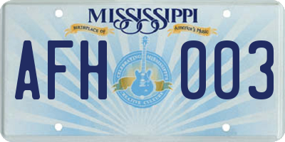 MS license plate AFH003