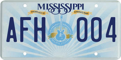 MS license plate AFH004