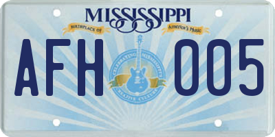 MS license plate AFH005