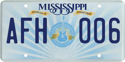 MS license plate AFH006