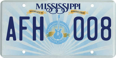 MS license plate AFH008
