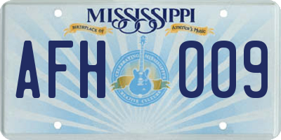 MS license plate AFH009