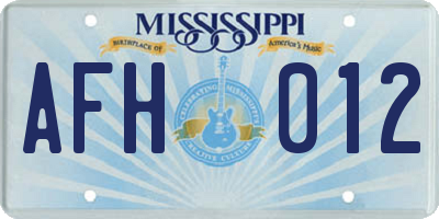 MS license plate AFH012