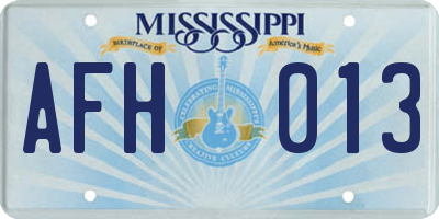 MS license plate AFH013