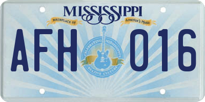 MS license plate AFH016